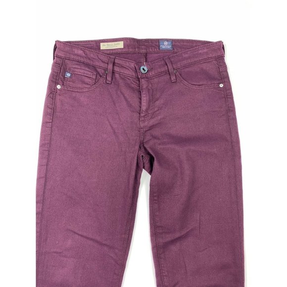 AG Adriano Goldschmied Women’s 27R The Stevie Ankle Slim Straight Jeans Burgundy - Picture 8 of 8